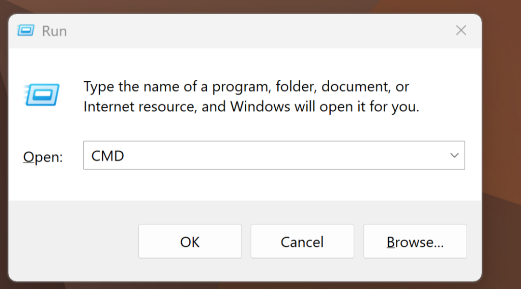 Run command window showing CMD to find WiFi password in laptop using Windows
